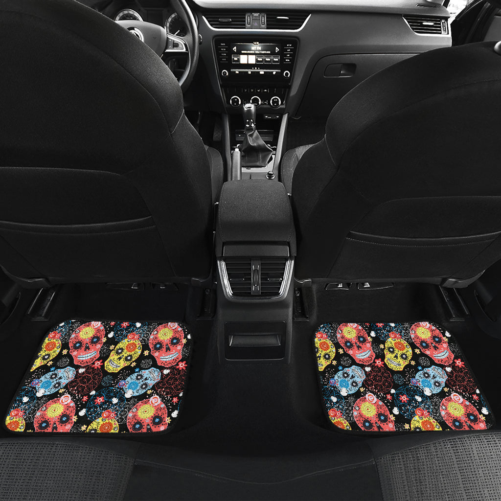 Set of 4 pcs sugar skull car mats