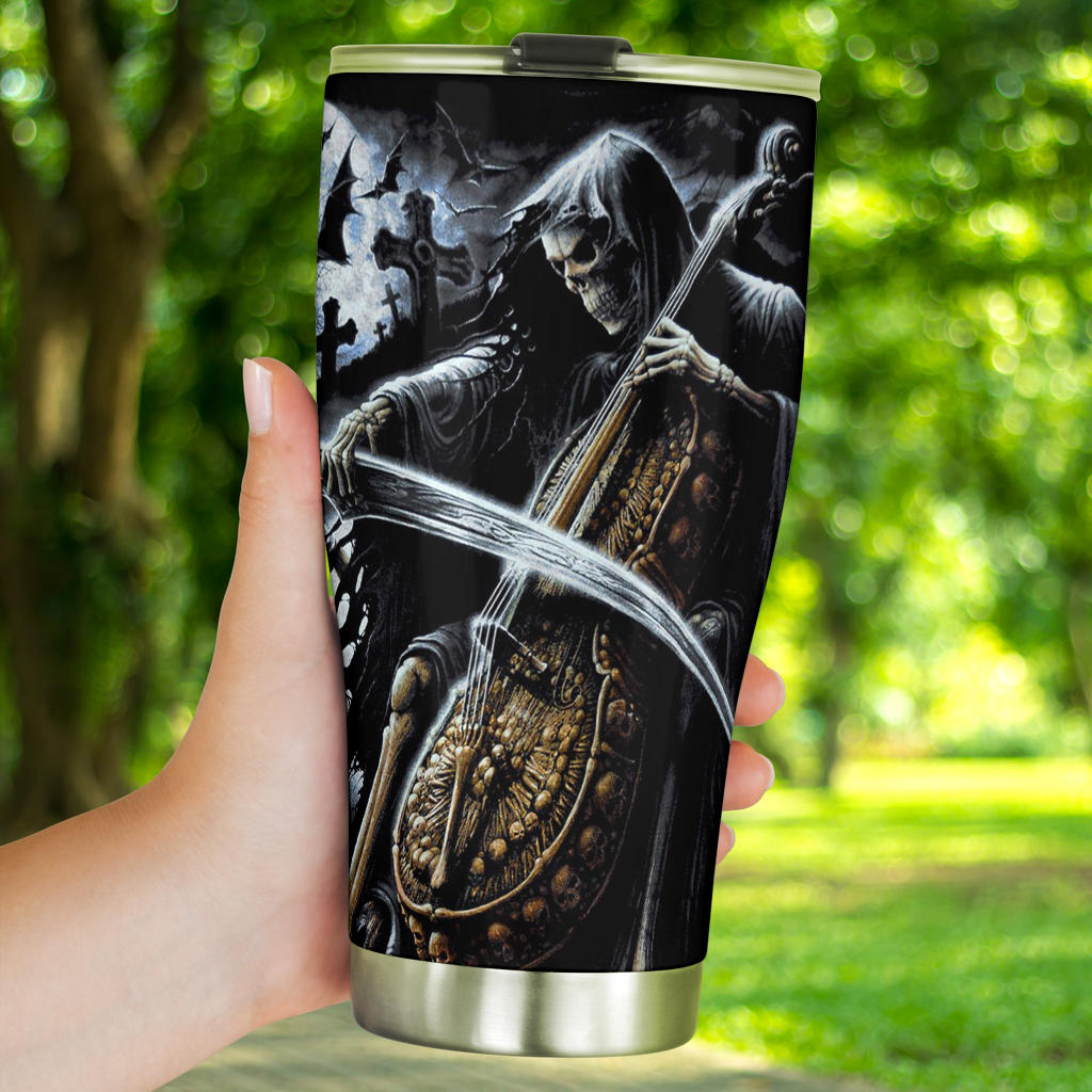 Skull grim reaper tumbler travel mug