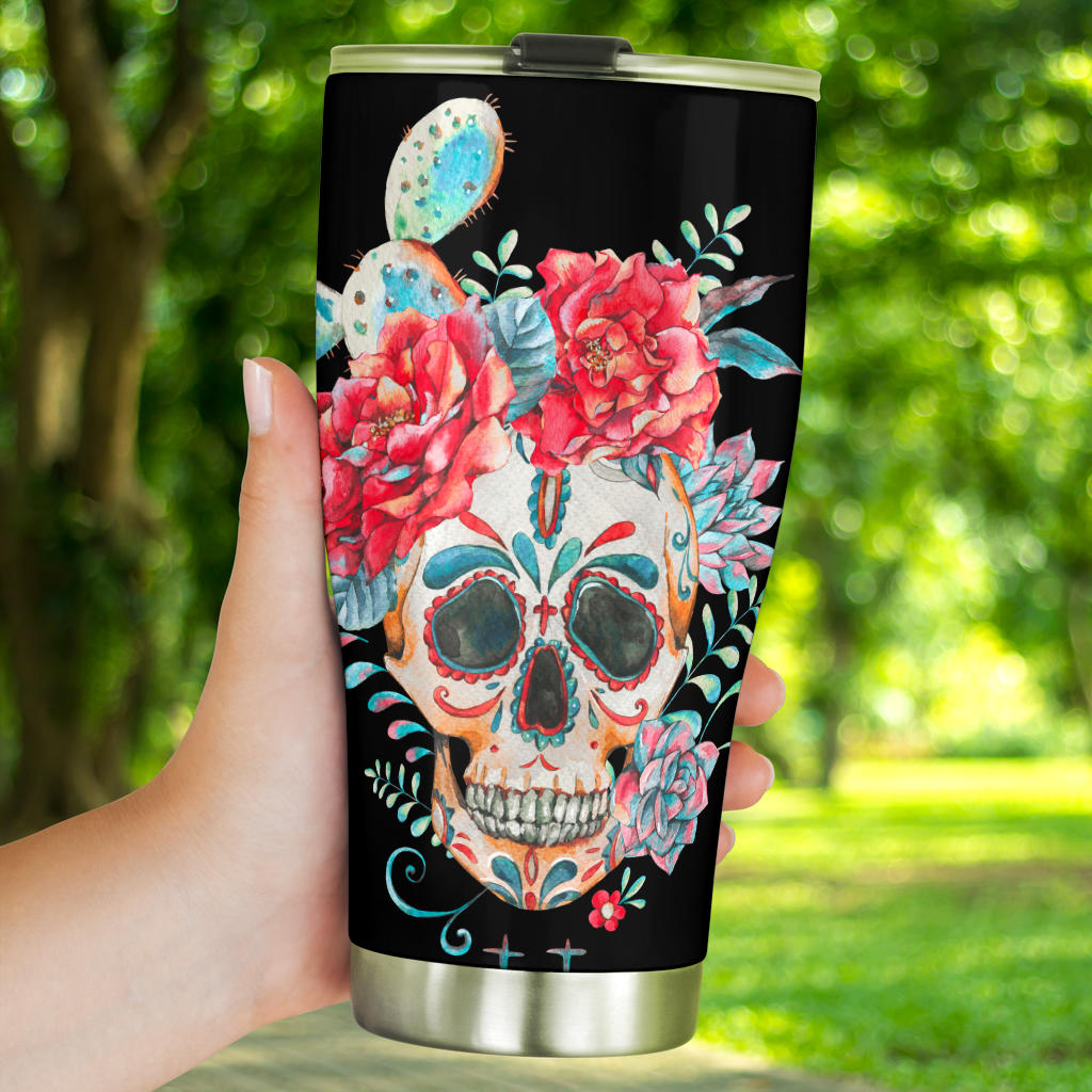 Sugar skull tumbler mug cup