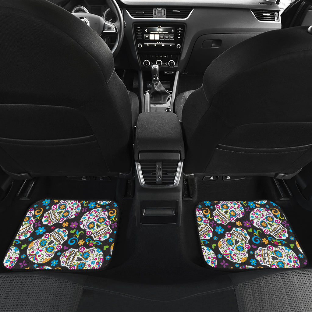 Set of 4 pcs sugar skull day of the dead car mats