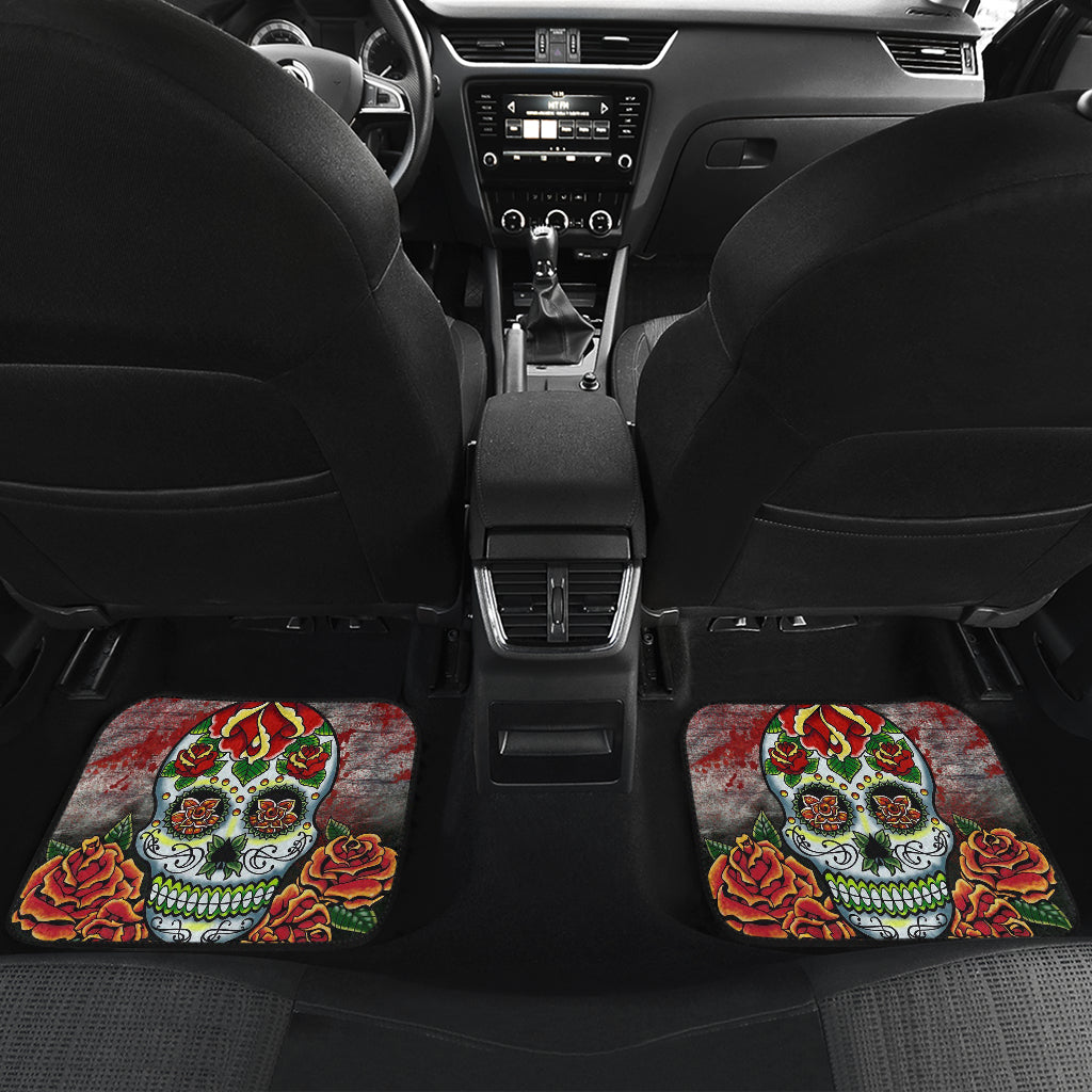 Set of 4 pcs sugar skull car mats