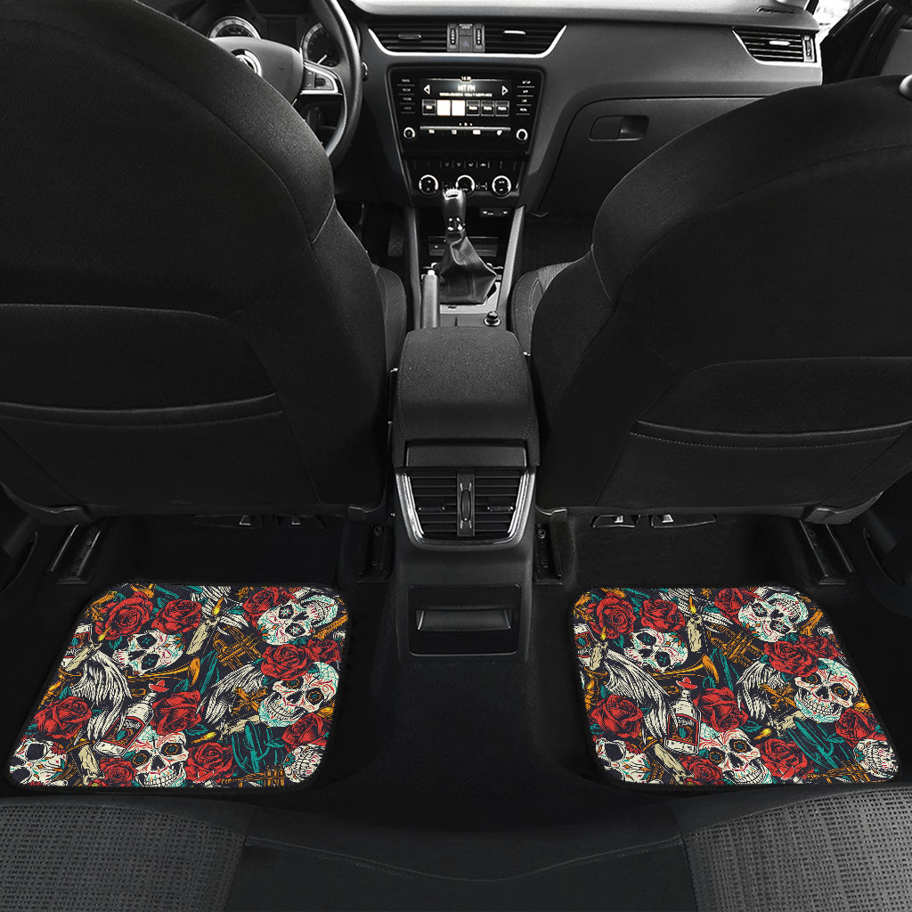 Set 4 pcs sugar skull car mats