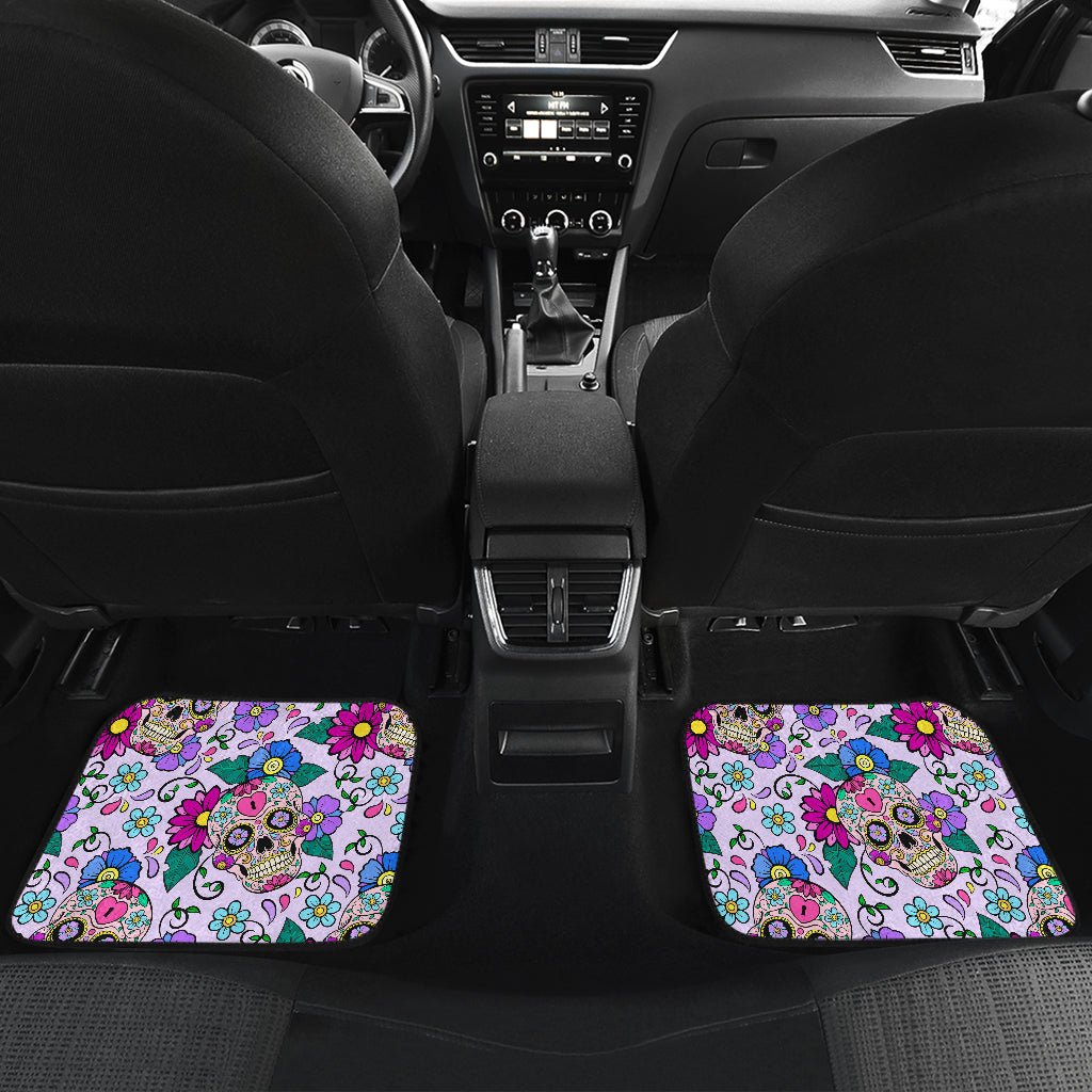 Sugar skull floral car mats, car floor mat