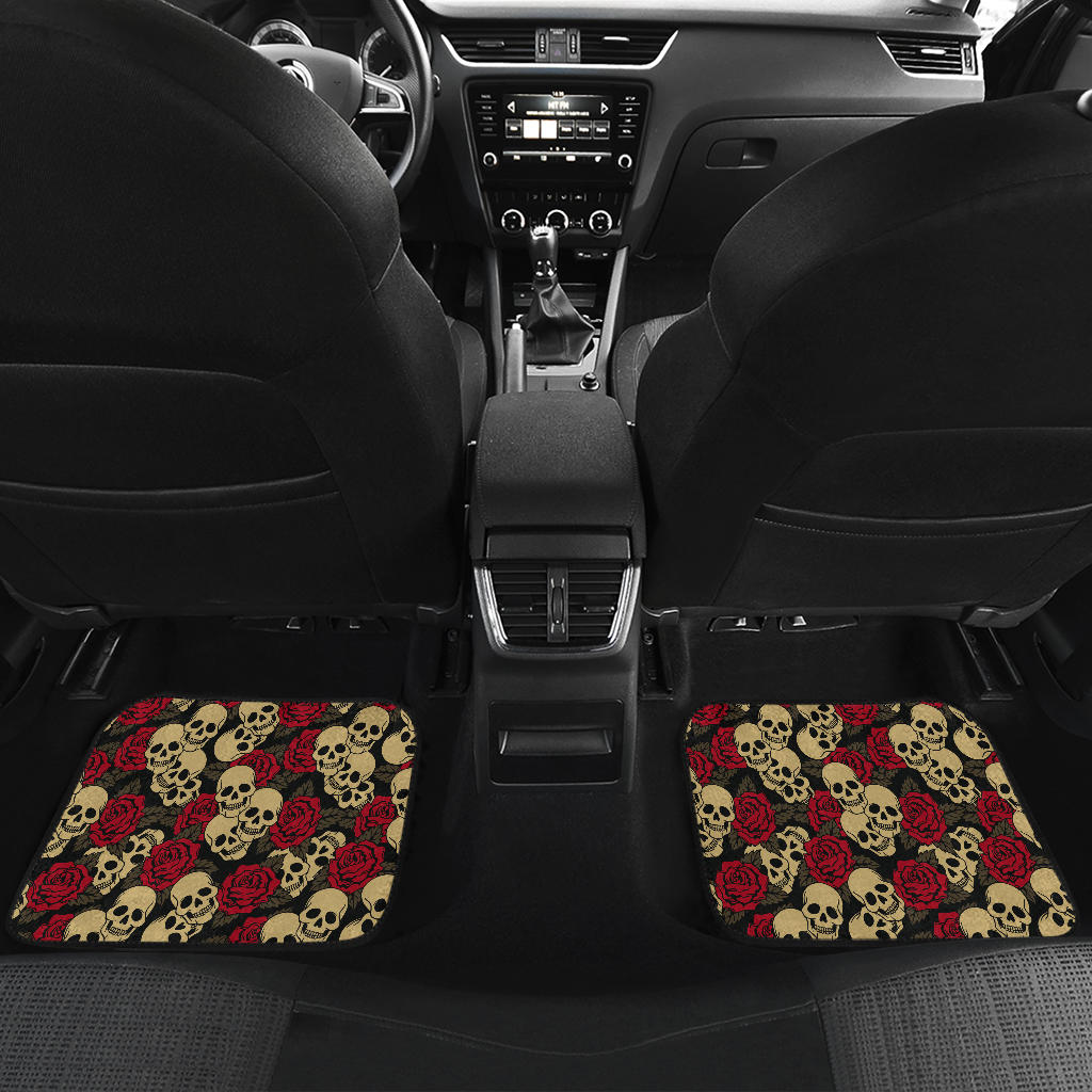 Set of 4 pcs floral sugar skull car mat