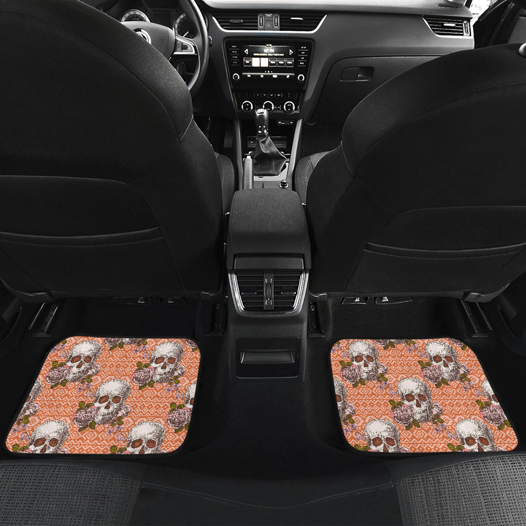 Set of 4 pcs skull floral car mats