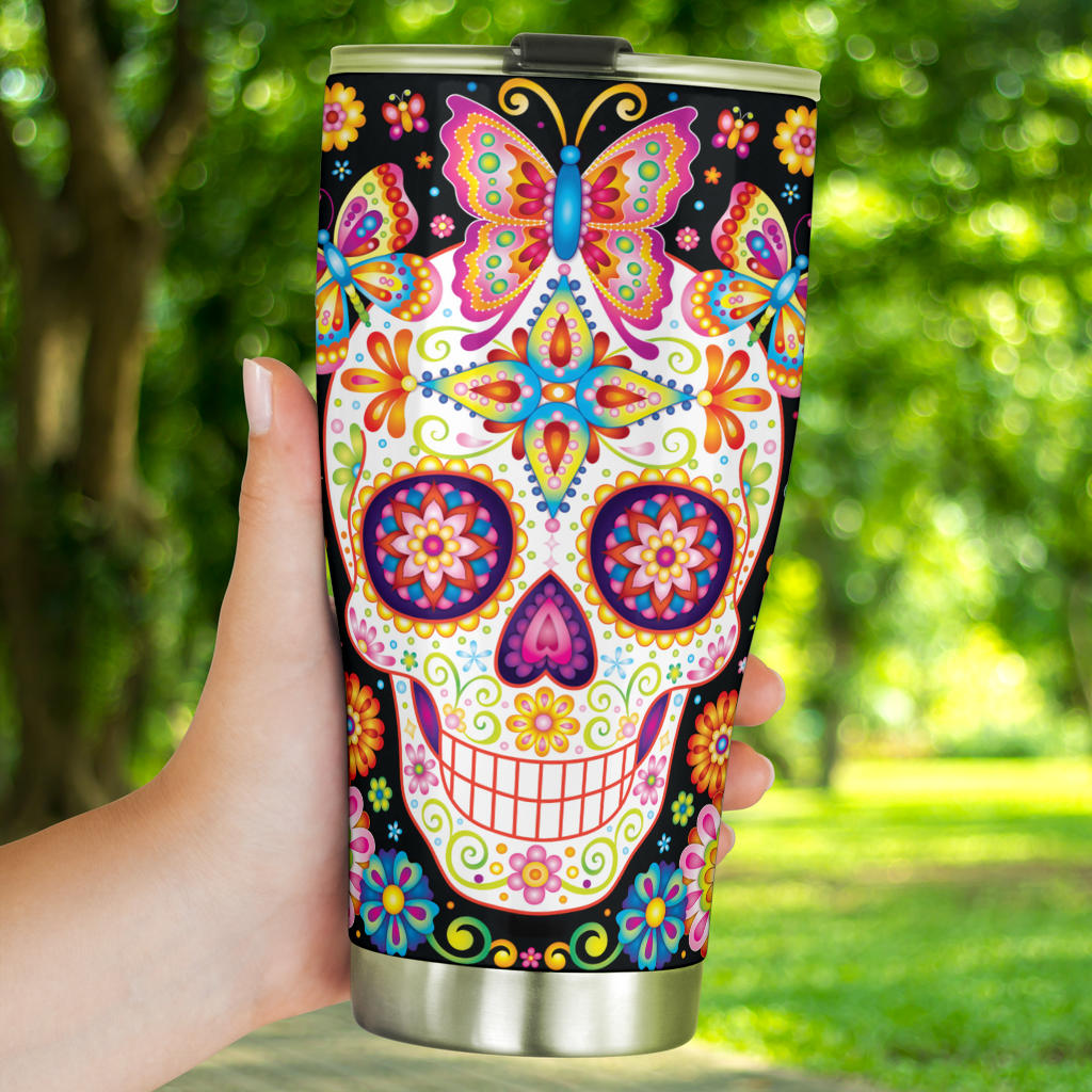 Calaveras skull freezer Mug, sugar skull beer mug, day of the dead beer mug, floral skull coffee mug, mexico cup, calaveras skull beer mug