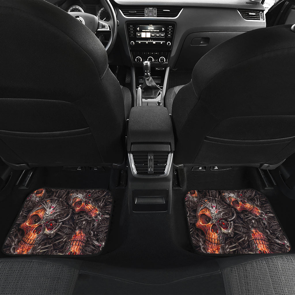 Set of 4 pcs Gothic awesome skull car mats