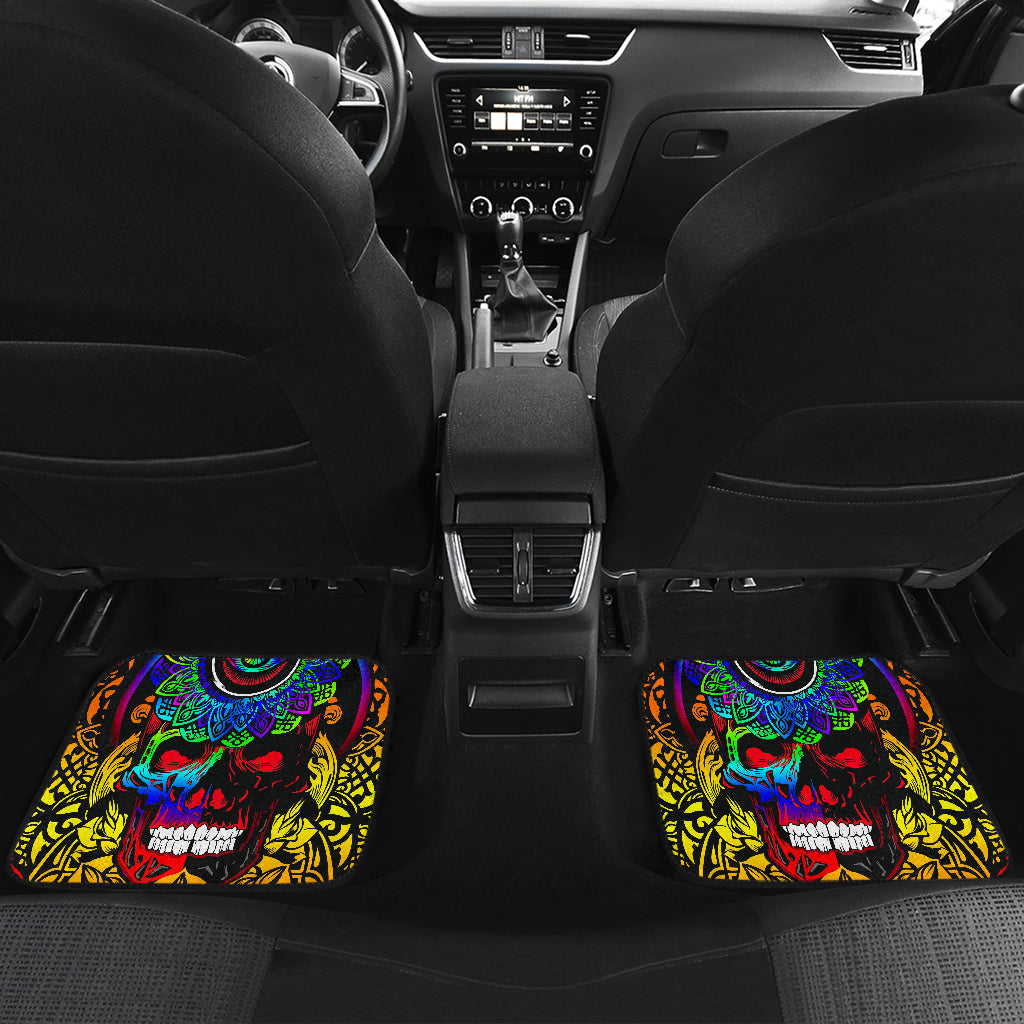 Set of 4 pcs sugar skull car mats