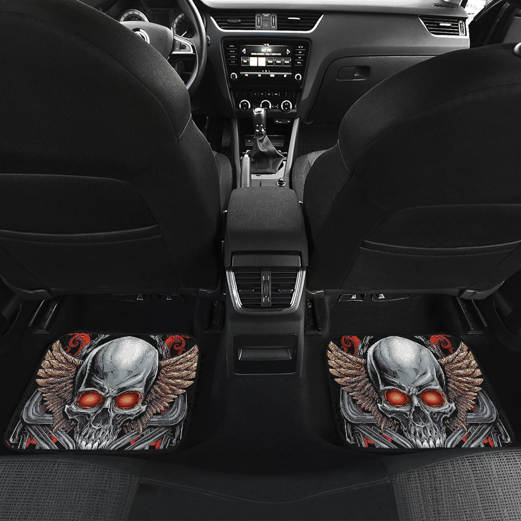 Set of 4 pcs Gothic sugar skull car mat