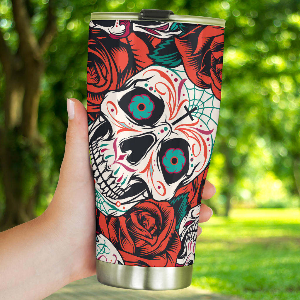 Sugar skull tumbler mug cup