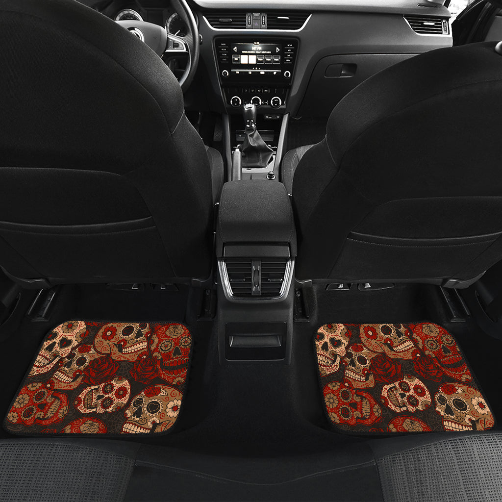 Set of 4 pcs sugar skull car mats