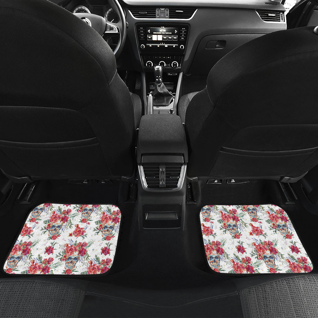 Set of 4 pcs floral skull car mats