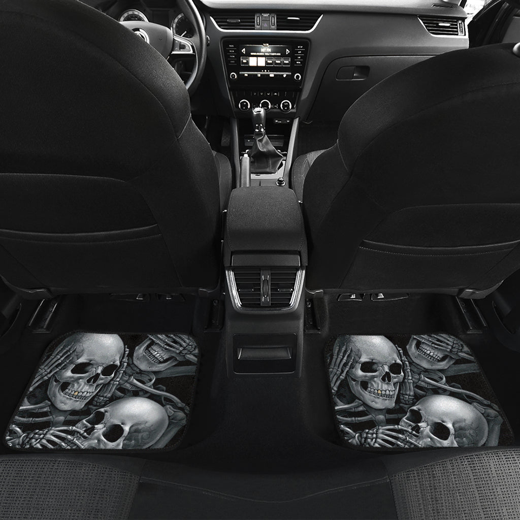 Set 4 pcs No see no hear no speak skull car mats