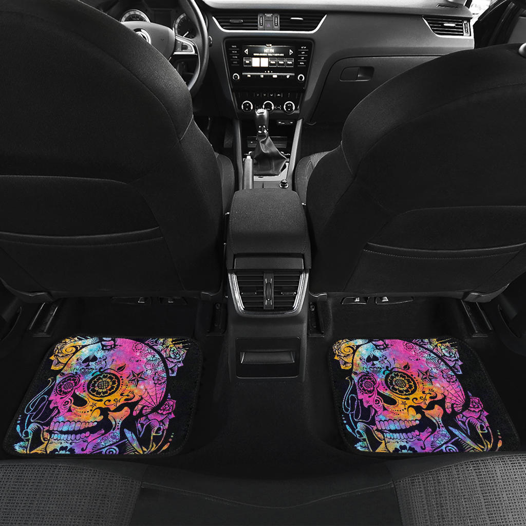 Set of 4 pcs sugar skull car mats