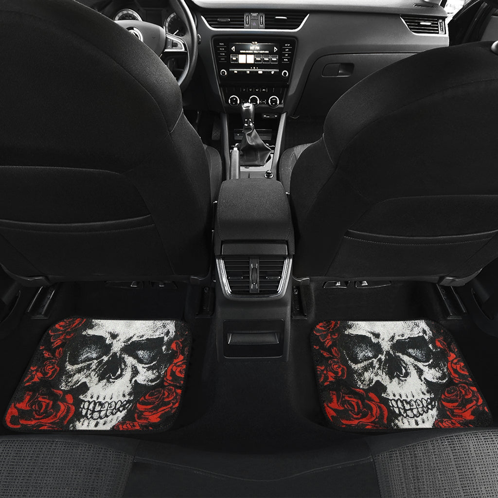 Set of 4 pcs rose skull car mats