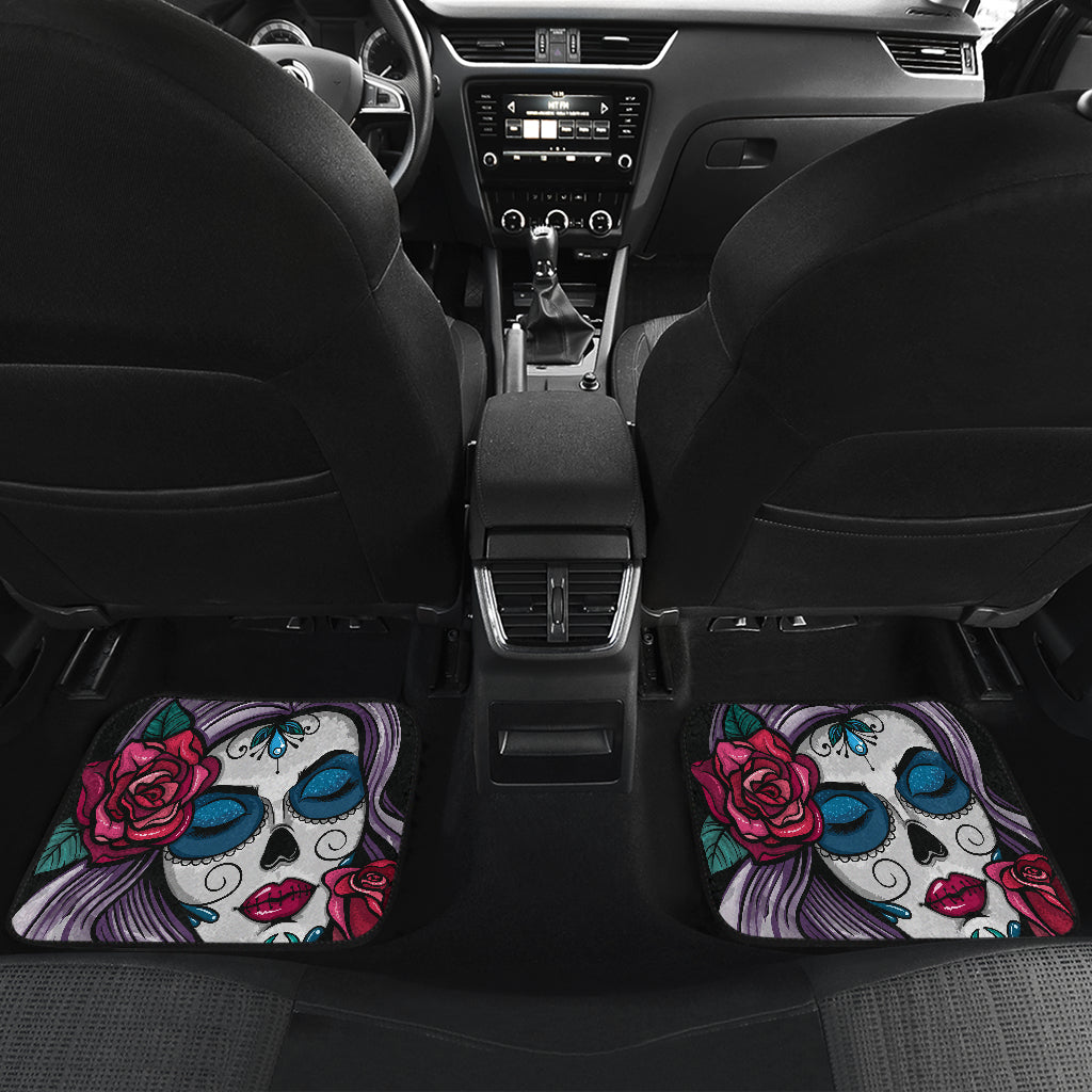 Set of 4 pcs sugar skull car mats