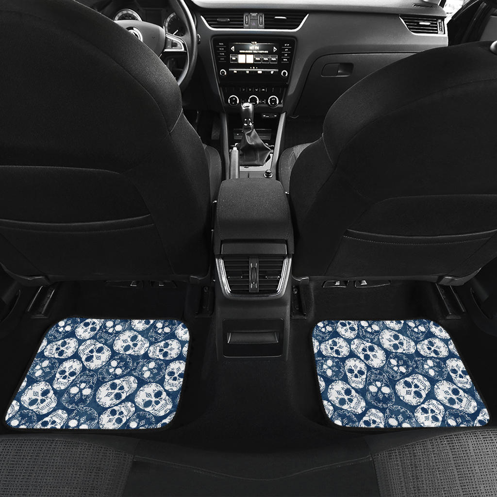 Set of 4 pcs floral sugar skull car mats