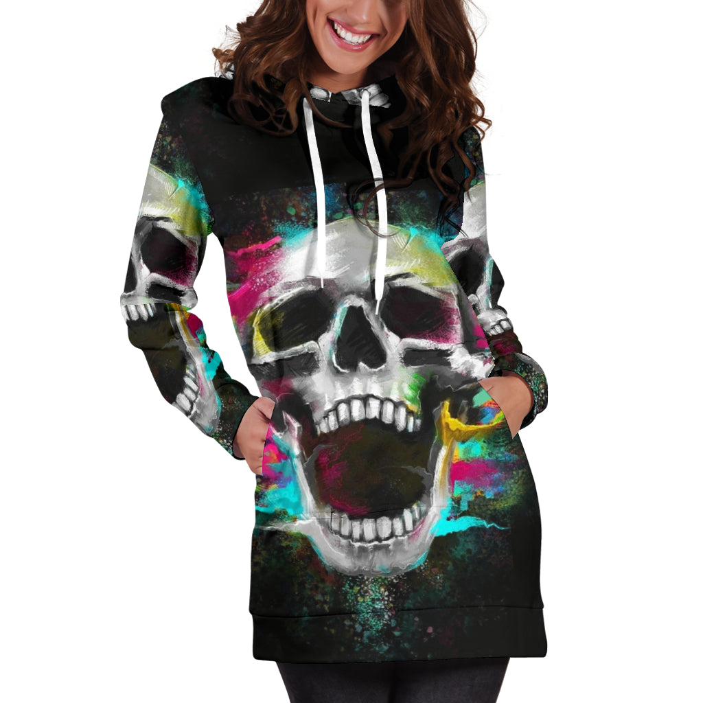 Skull women hoodie dress