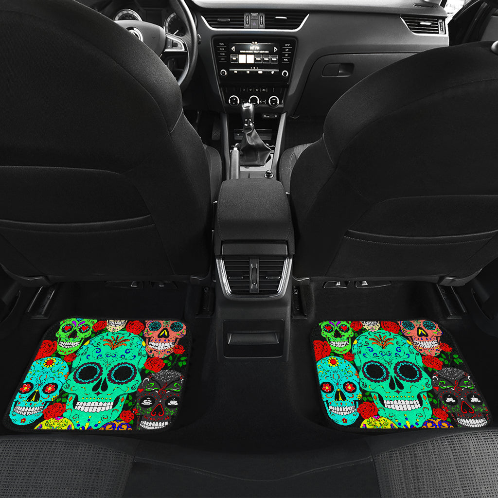 Set 4 pcs sugar skull car mats