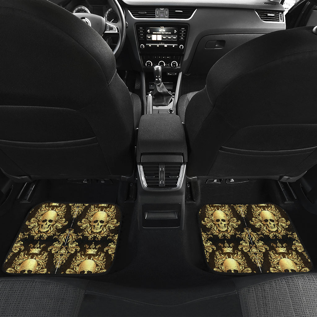 Set 4 pcs gold skull car mats