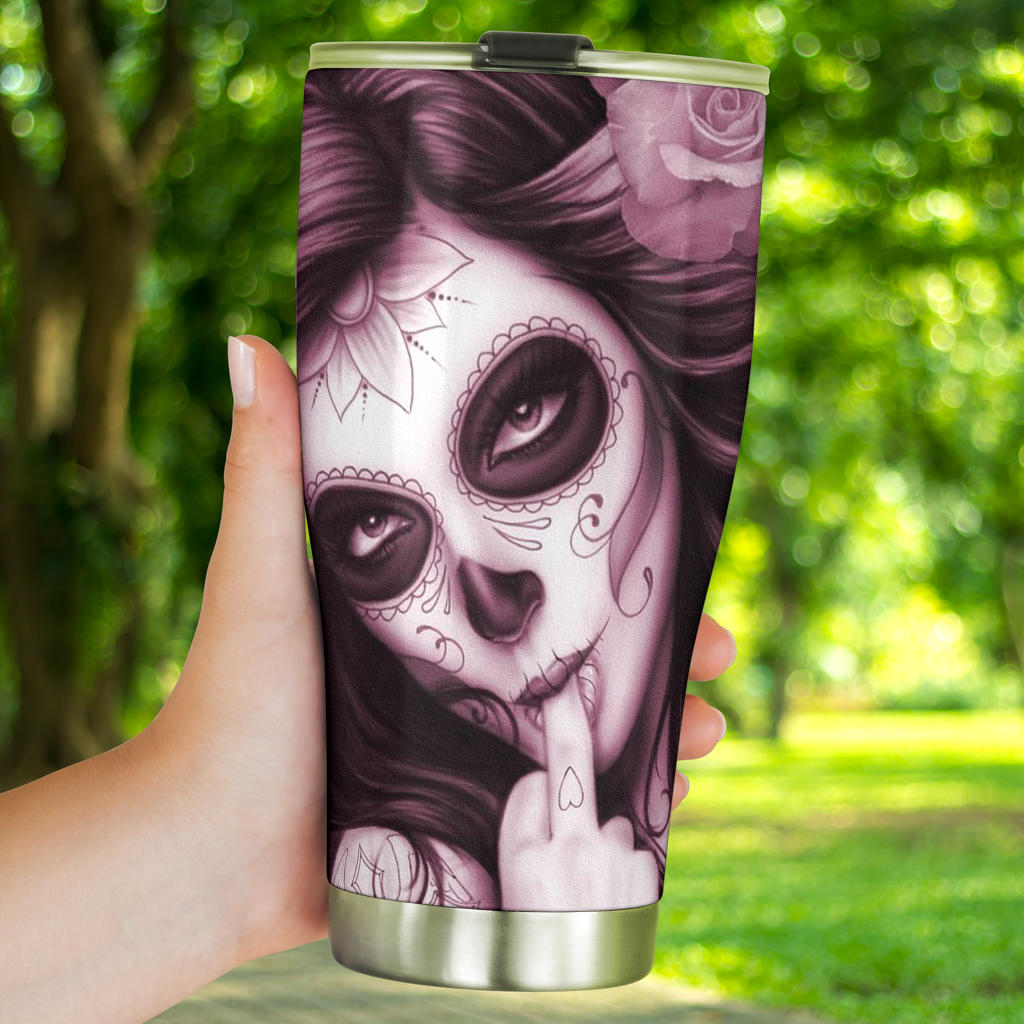 Sugar skull beautiful girl tumbler cup