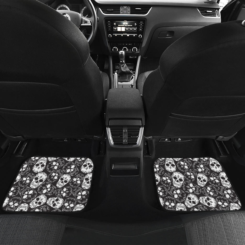 Set of 4 pcs sugar skull car mats