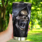 Skull in fire cup, skull in fire mug, skeleton tumblr, grim reaper beer mug, biker skull mug, evil tumbler, flower skull mug