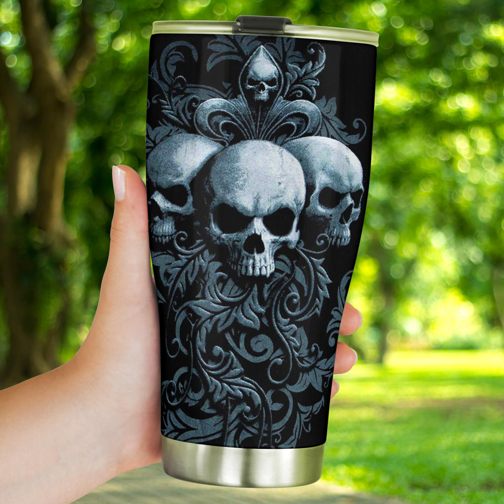 Skull grim reaper tumbler mug cup