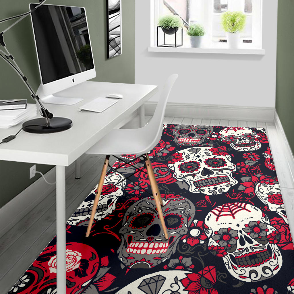 Day of the dead rug mat, sugar skull carpet