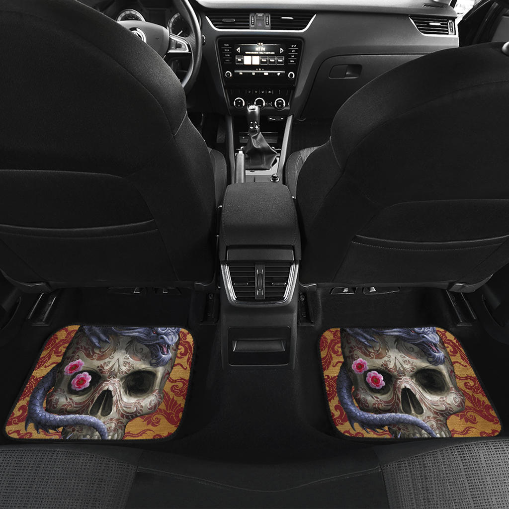 Set of 4 pcs dragon skull car mats