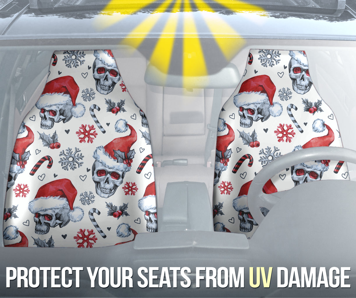 Skull christmas car seat cover