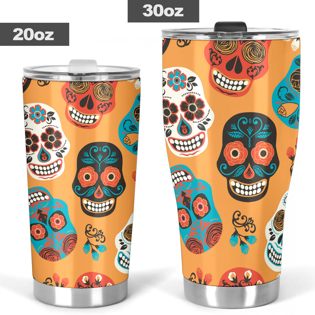 Floral skull tumbler, cinco de mayo skull jumbo Mug, day of the dead tumblr, day of the dead jumbo Mug, cinco de mayo skull travel mug