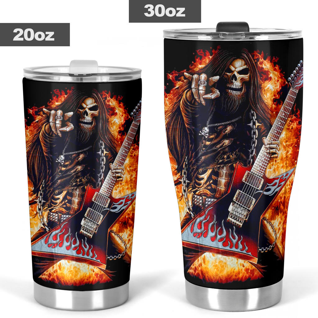 Guitarist grim reaper skull tumbler