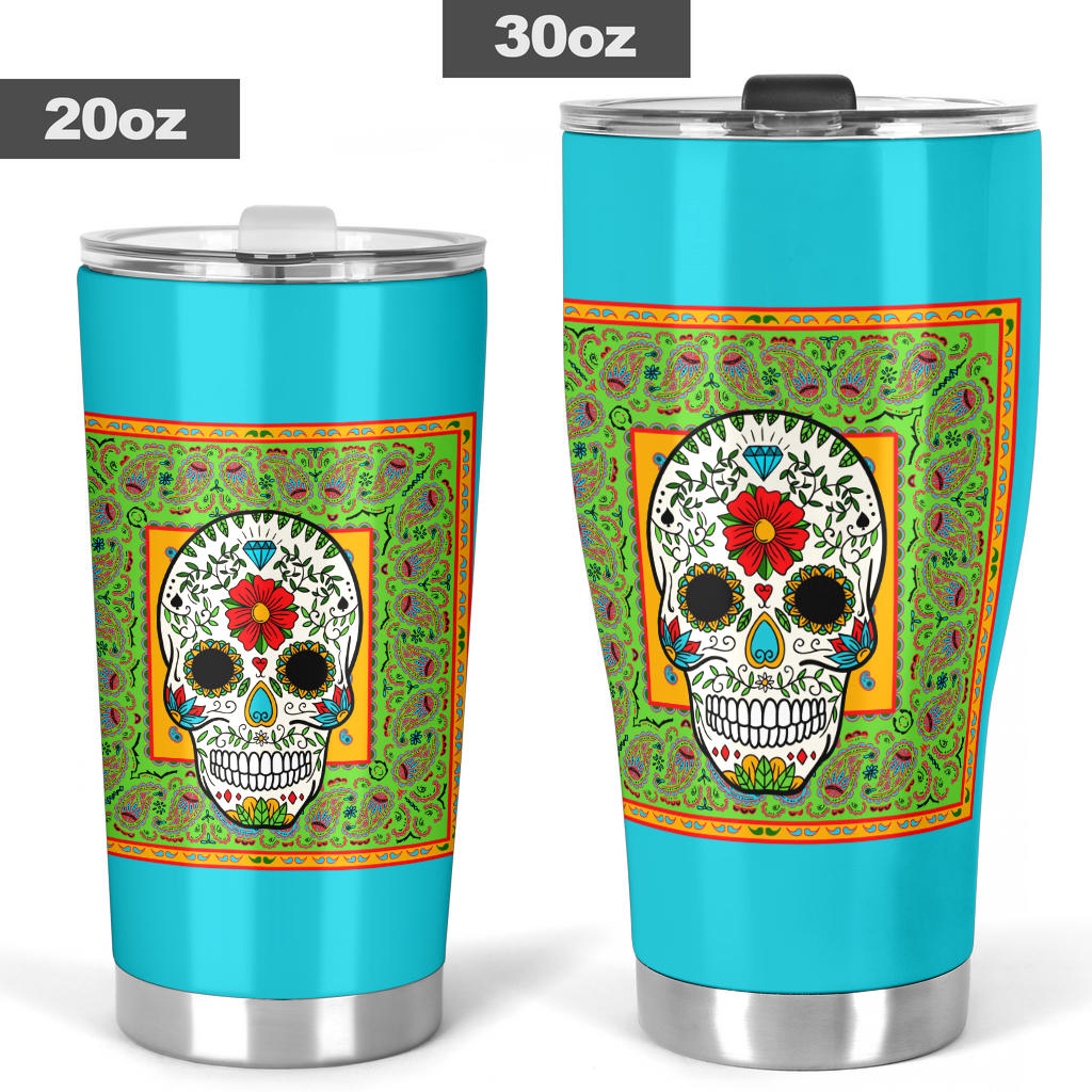 Sugar Skull Bandana Drink Tumbler