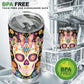 Calaveras skull freezer Mug, sugar skull beer mug, day of the dead beer mug, floral skull coffee mug, mexico cup, calaveras skull beer mug