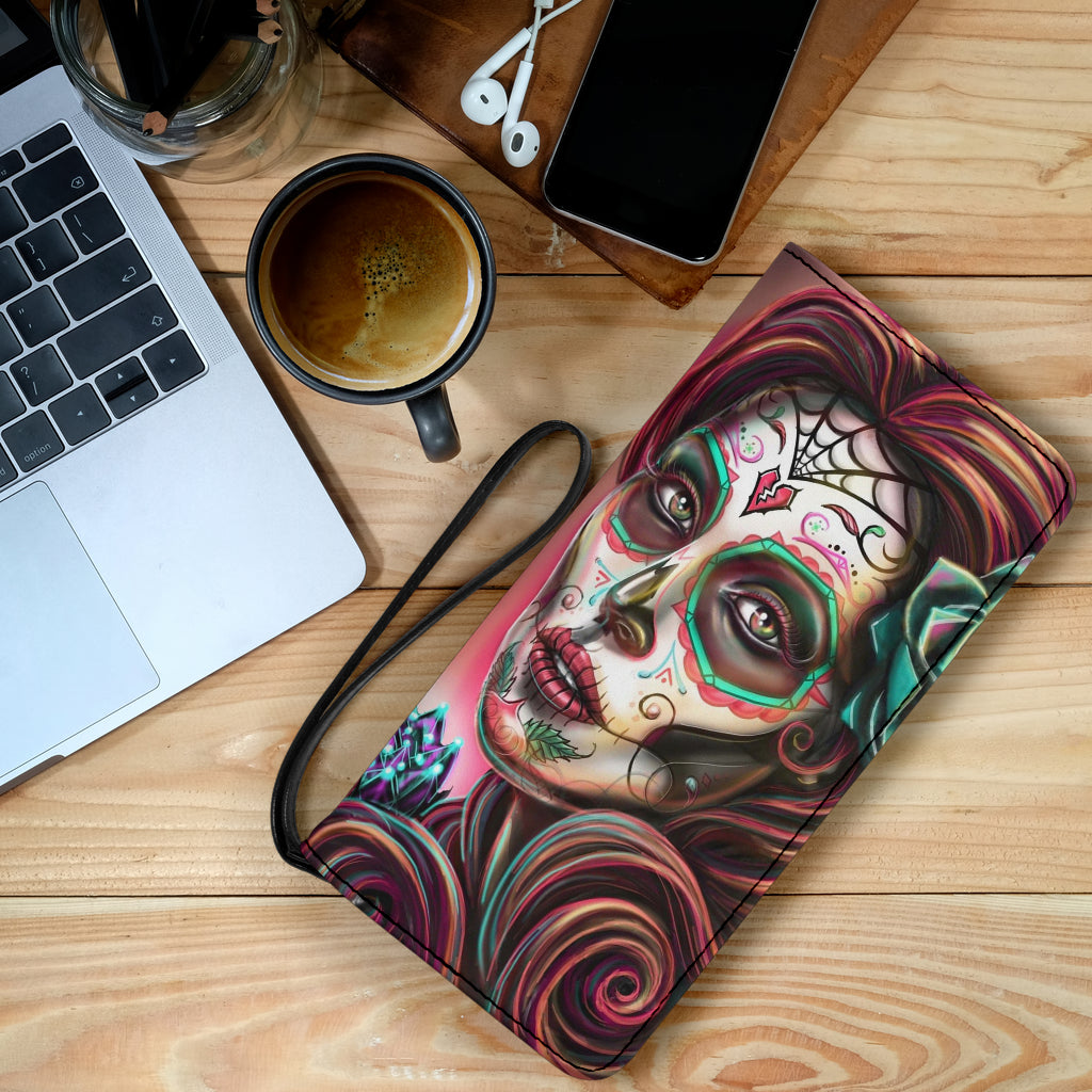 Sugar skull girl wallet clutch purse