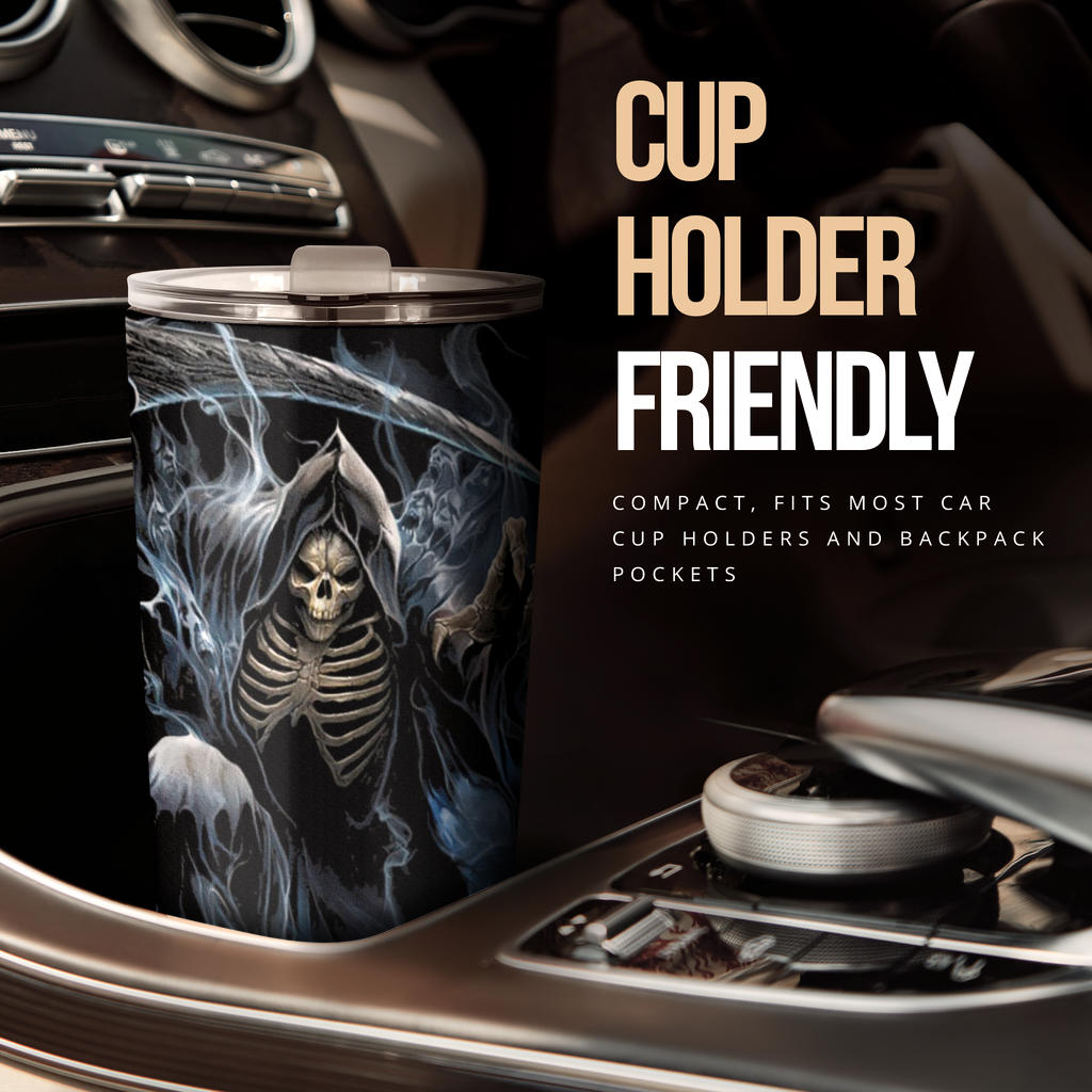 Grim reaper skeleton skull tumbler mug cup