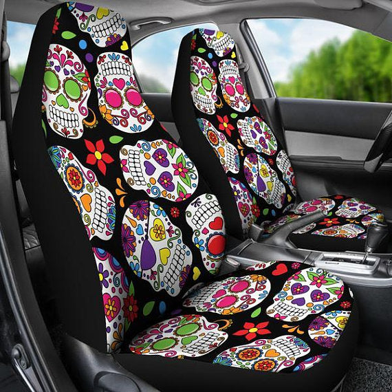 Sugar Skull Car Seat Covers, car seat cover, seat cover for car