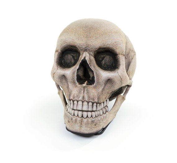 Inflatable Skull Chair, Movable Jaw Knitted Fabric Halloween Design