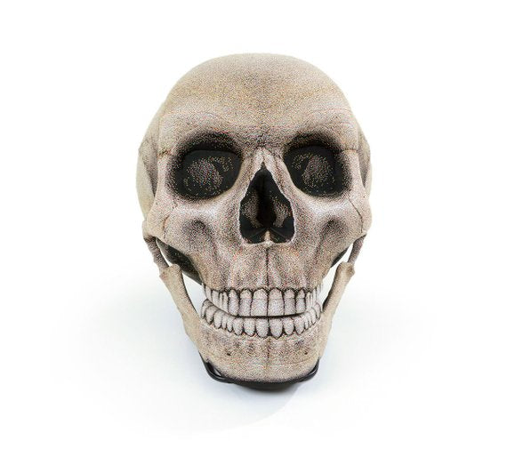 Inflatable Skull Chair, Movable Jaw Knitted Fabric Halloween Design