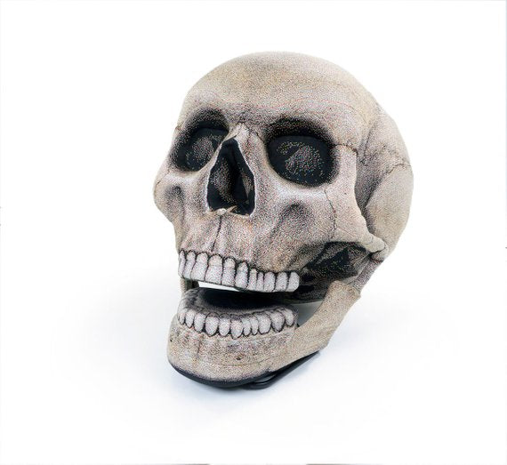 Inflatable Skull Chair, Movable Jaw Knitted Fabric Halloween Design