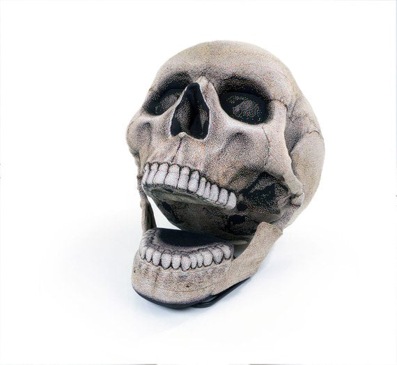 Inflatable Skull Chair, Movable Jaw Knitted Fabric Halloween Design