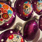 Sugar Skulls Glass Ornaments Set of 6 Purple