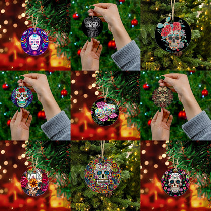 Set 10 pcs Round Christmas Ceramic Decoration Ornaments