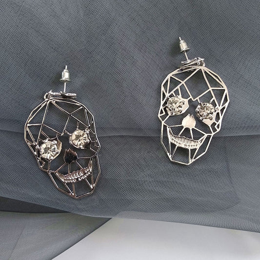 New Skeleton Earring Geometry Rhinestone Skull Earrings