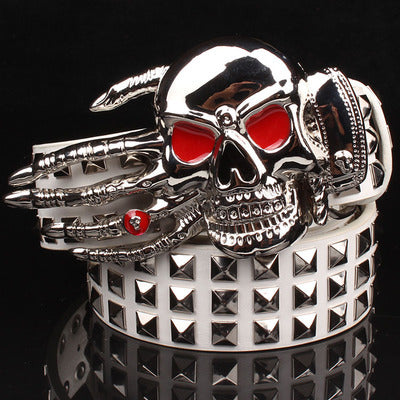 Full big rivet belt skull ghost hand god's metal buckle belts devil eyes bone ghost claw