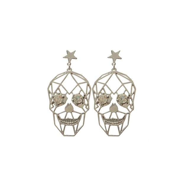 New Skeleton Earring Geometry Rhinestone Skull Earrings