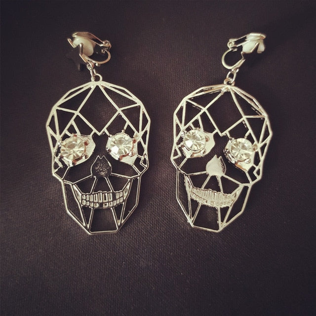 New Skeleton Earring Geometry Rhinestone Skull Earrings