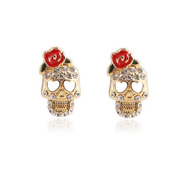 New Skeleton Earring Geometry Rhinestone Skull Earrings