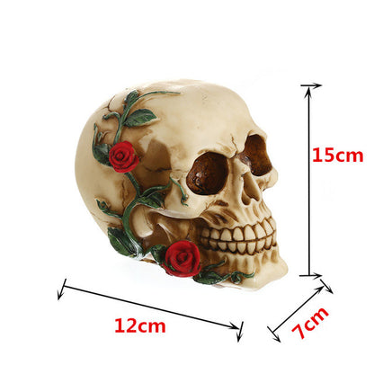 Rose Skull Statue Resin Crafts Animal Skull  Props Bar Counter Home Decoration Sculpture Gifts  Halloween Decoration